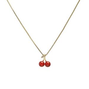 Gold Cherry Pendant Necklace